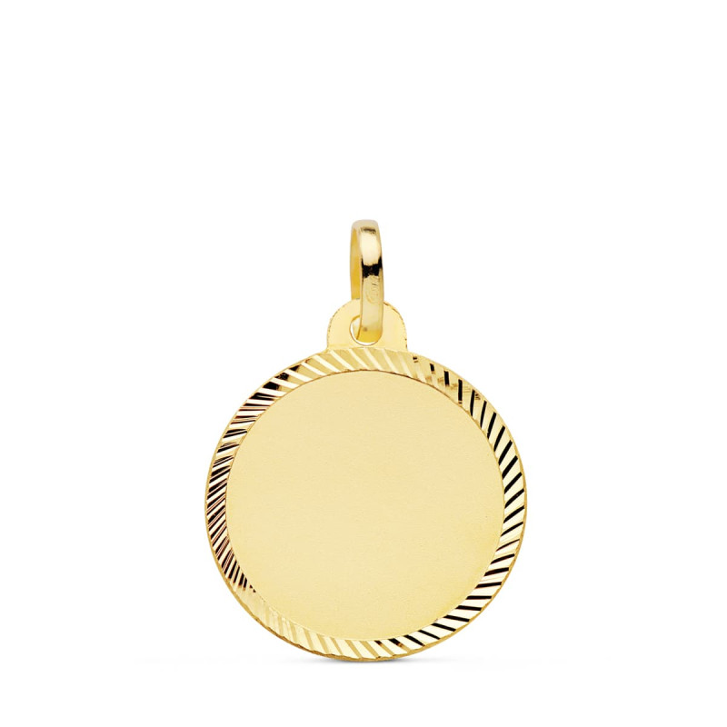 18K PLACA CHAPA DISCO ORO AMARILLO LISO MATE HELICE 18 MM