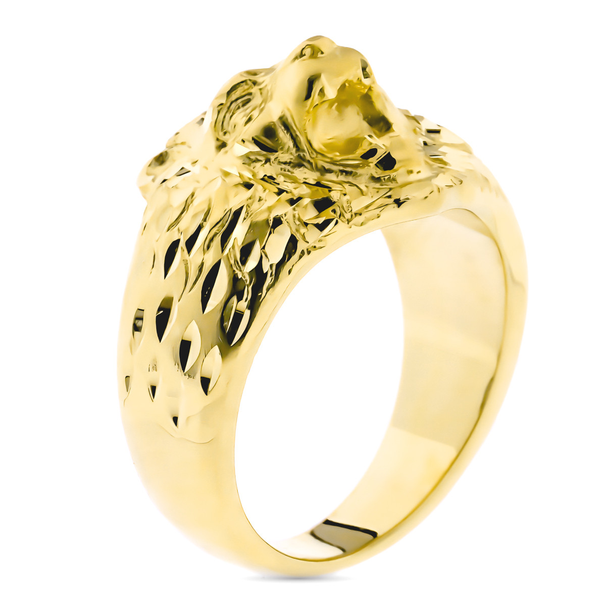 18K SELLO ORO AMARILLO LEON TALLADO ANCHO TOTAL 17 MM