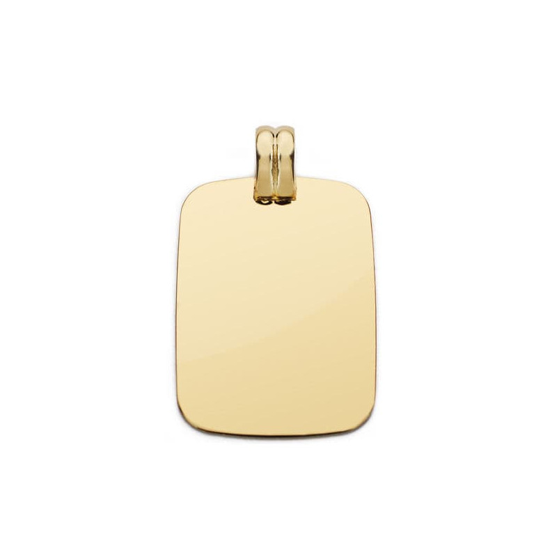 18K PLACA CHAPA ORO AMARILLO LISA EN BRILLO 28X20 MM