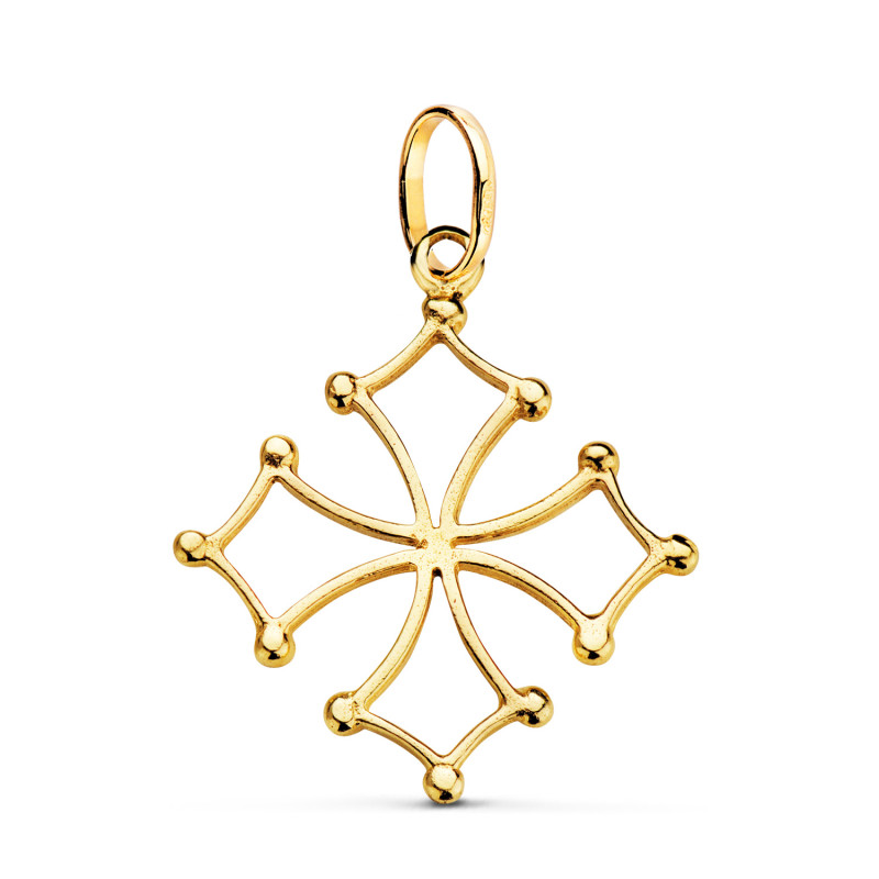 18K COLGANTE CRUZ DE OCCITANIA ORO AMARILLO. 28 X 24 MM
