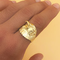 18K SELLO MACIZO ORO AMARILLO AGUILA CALVA AMERICANA TALLADA ANCHO 19 MM