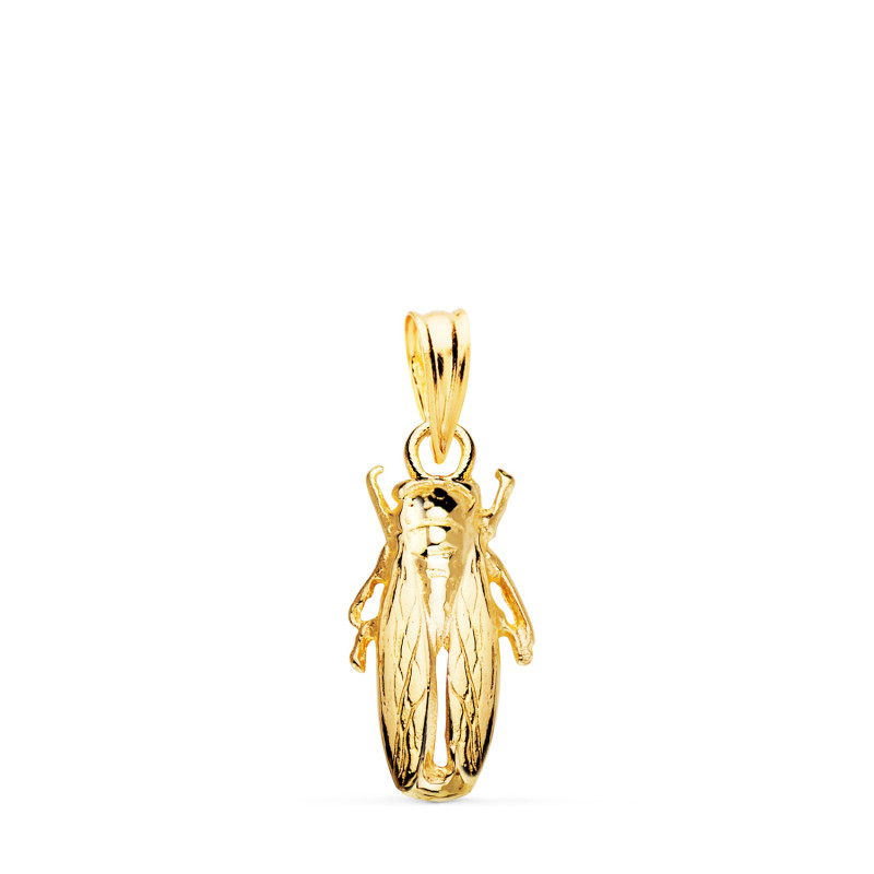 18K COLGANTE ORO AMARILLO CIGARRA DE LA CAMARGA. 19 X 9 MM