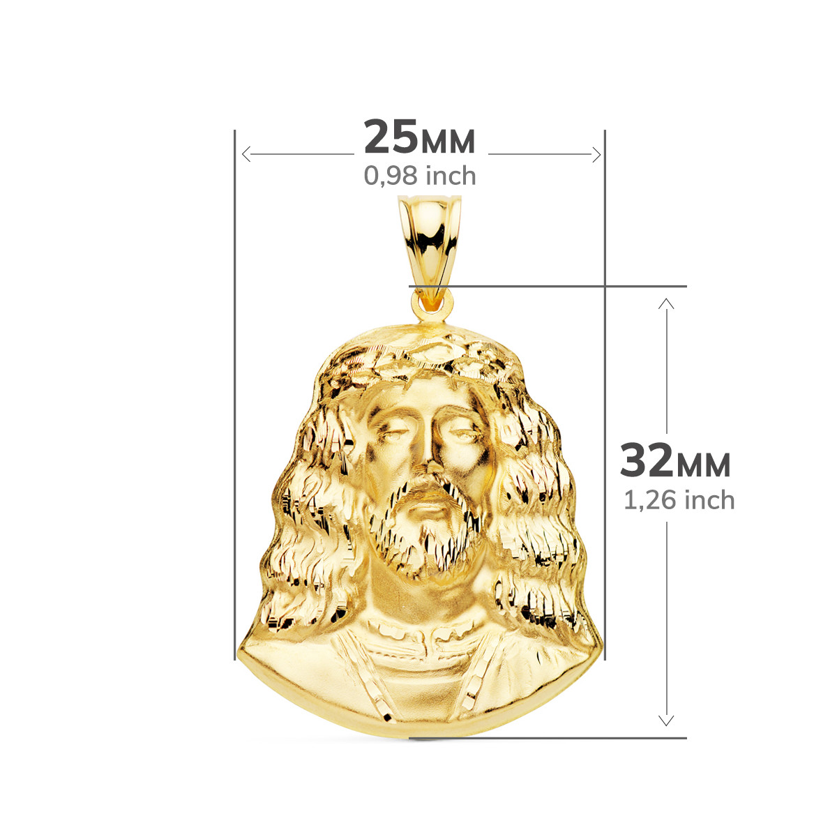18K COLGANTE ROSTRO CRISTO ORO AMARILLO. 32 X 25 MM
