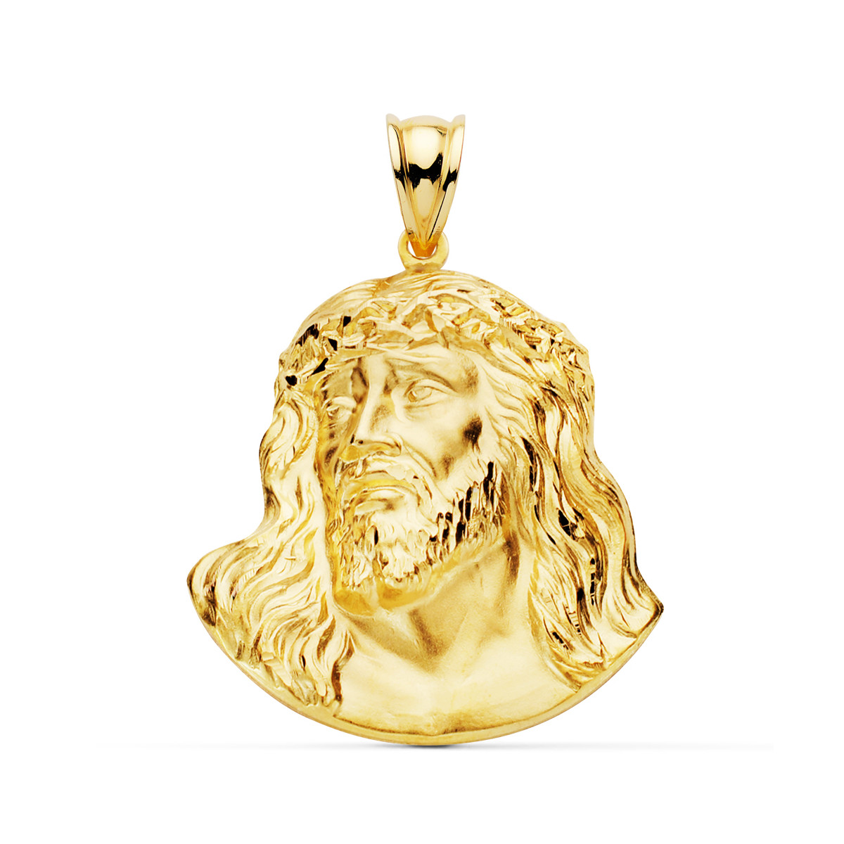 18K CRISTO SANTO ROSTRO ORO AMARILLO 42X35 MM