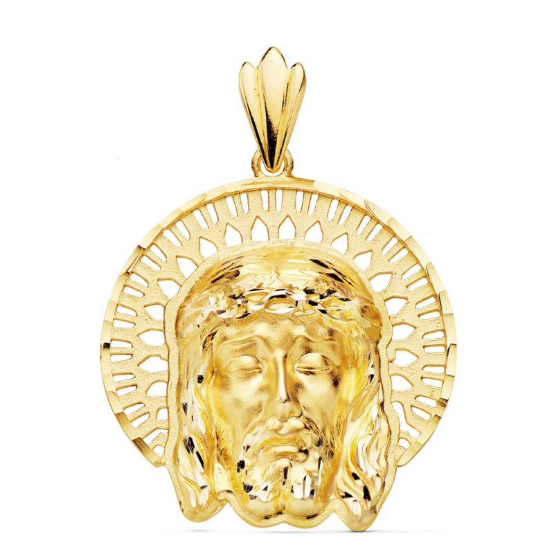 18K COLGANTE COLGANTE ORO AMARILLO CABEZA DE CRISTO  ORLA 31X31 MM