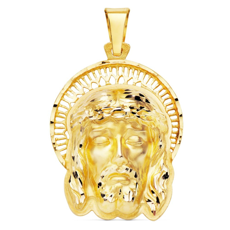 18K COLGANTE ORO AMARILLO CABEZA DE CRISTO  ORLA 35X25 MM