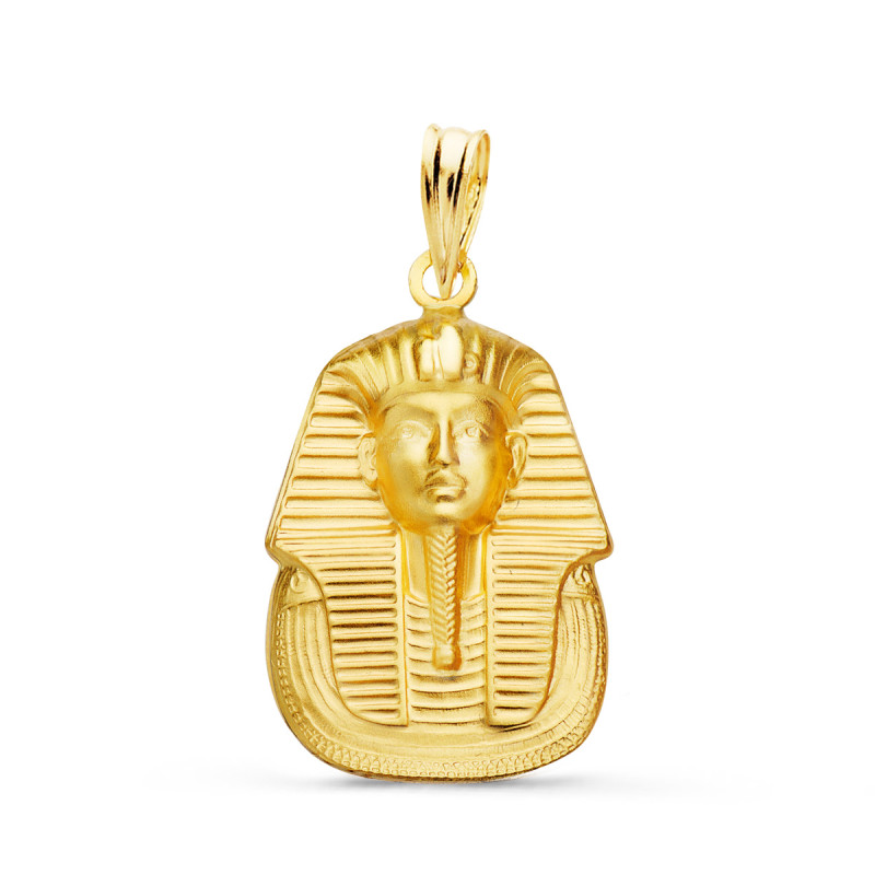 18K COLGANTE ORO AMARILLO EGIPCIO TUTANKAMON MATIZADO. 20X14 MM