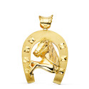 18K COLGANTE ORO AMARILLO HERRADURA CON CABALLO 48X40 MM