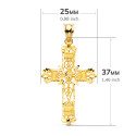 18K CRUZ ORO AMARILLO FILIGRANA BORDES TALLADOS. 37X25 MM