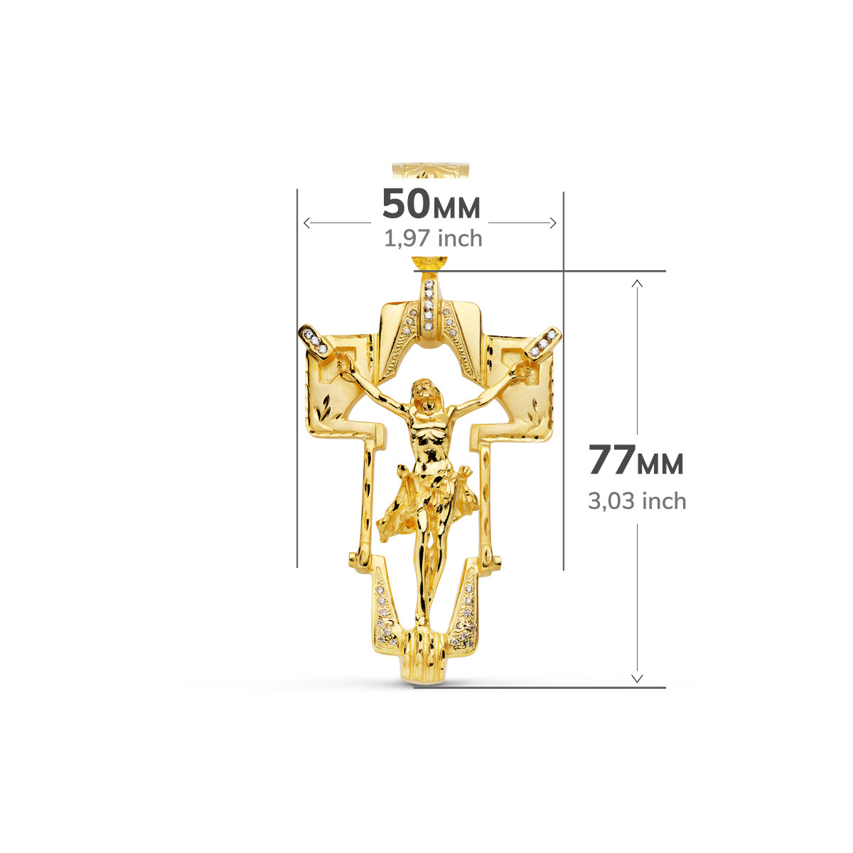 18K COLGANTE CRISTO CRUZ. 77X50 MM