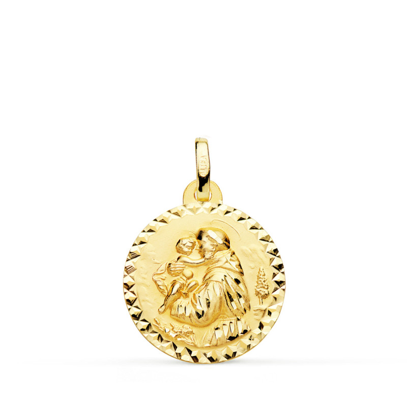 18K MEDALLA ORO AMARILLO SAN ANTONIO TALLA CRUZADA 18 MM