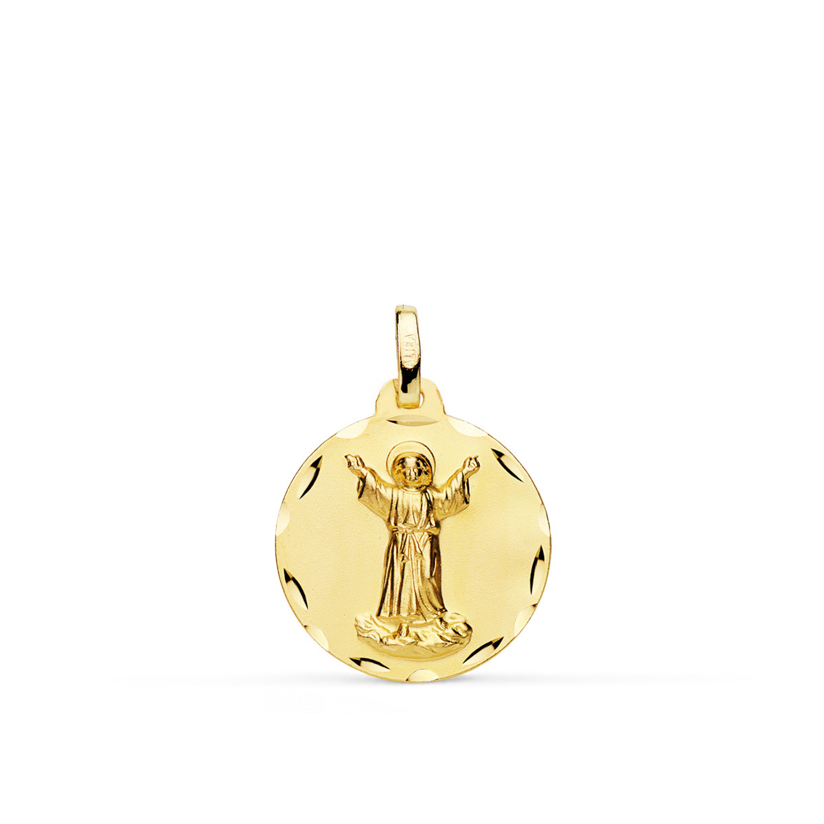 18K MEDALLA ORO AMARILLO DIVINO NIÑO TALLADA ORO AMARILO18 MM