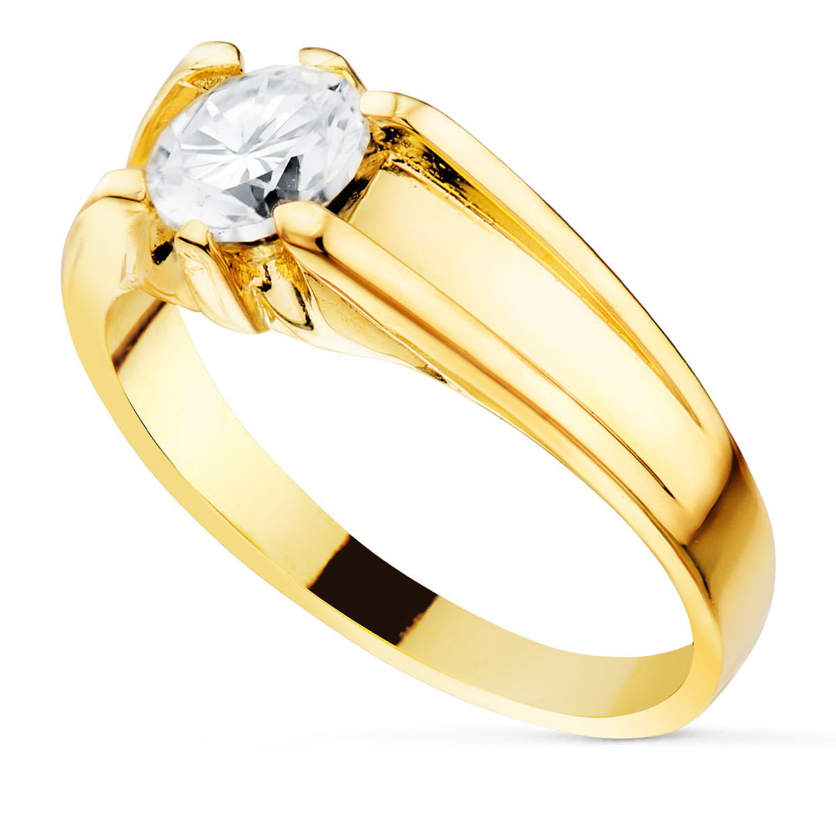18K SOLITARIO ORO AMARILLO CIRCONITA 6 MM INTERIOR FORRADO