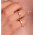 18K SOLITARIO ORO AMARILLO MACIZO CIRCONITA DE 5 MM CON GARRAS FORRADO