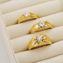 18K SOLITARIO ORO AMARILLO CABALLERO CIRCONITA 5 MM ANCHO CUERPO 6.5 MM