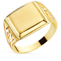 18K SELLO ORO AMARILLO MACIZO CON TALLADOS LATERALES CABEZA RECTANGULAR 11X10 MM