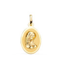 18K MEDALLA ORO AMARILLO VIRGEN NIÑA EN BRILLO. MEDIDA: 19 X 12 MM