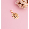 18K MEDALLA ORO AMARILLO VIRGEN NIÑA EN BRILLO. MEDIDA: 19 X 12 MM