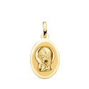 18K MEDALLA ORO AMARILLO VIRGEN NIÑA EN BRILLO. MEDIDA: 19 X 12 MM