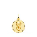 18K MEDALLA ORO AMARILLO NIÑO DE COMUNION PERFIL TALLADA 16 MM