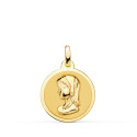 18K MEDALLA ORO AMARILLO VIRGEN REZANDO EN BRILLO 18 MM