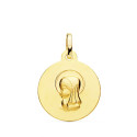 18K MEDALLA ORO AMARILLO VIRGEN NIÑA 16 MM TALLADA