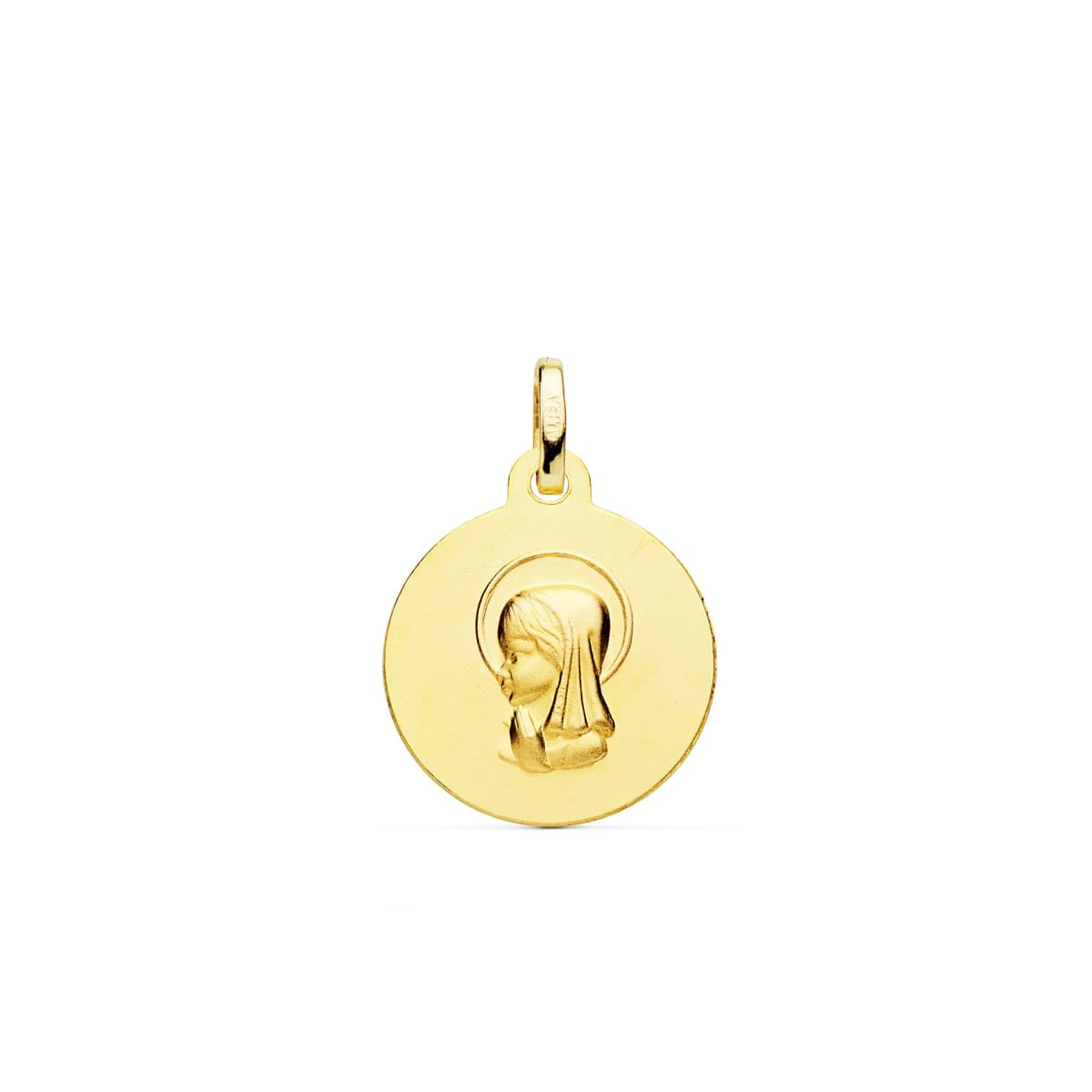 18K MEDALLA ORO AMARILLO VIRGEN NIÑA 16 MM TALLADA
