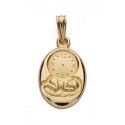 18K MEDALLA ORO AMARILLO NIÑO Y RELOJ 20X12 MM