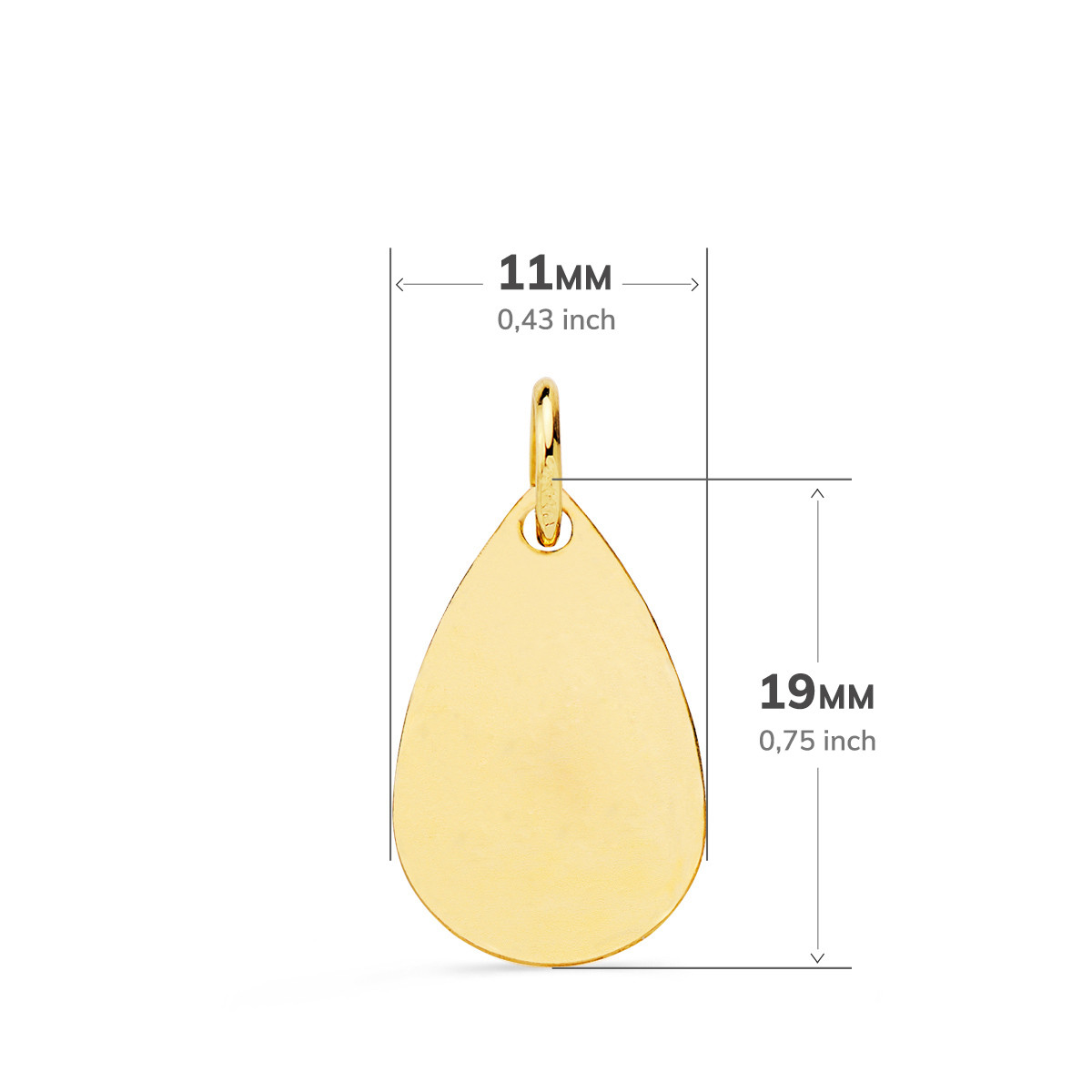 18K MEDALLA ORO AMARILLO GOTA NIÑO DE LA HORA CON RELOJ BRILLO Y MATE 19X11 MM