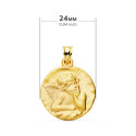 18K MEDALLA ORO AMARILLO REDONDA ANGELITO BURLON MATIZADO  24 MM