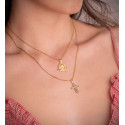 18K MEDALLA ORO AMARILLO REDONDA ANGELITO BURLON TALLADA 14 MM