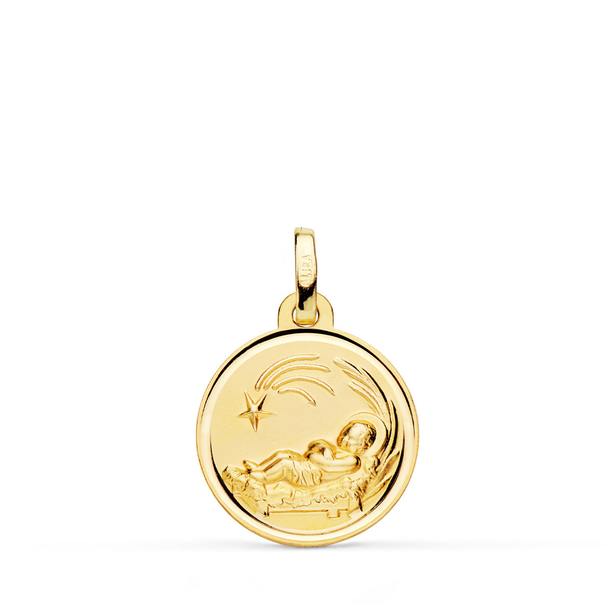 18K MEDALLA ORO AMARILLO NIÑO DEL PESEBRE BISEL 16 MM
