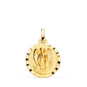 18K MEDALLA ORO AMARILLO ANGEL DE LA GUARDA BORDE TALLADO 18 MM