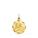 18K MEDALLA ORO AMARILLO ANGEL NIÑA REVOLTOSA TALLADA 16 MM