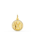 18K MEDALLA ORO AMARILLO ANGELITO "YO TE CUIDARE" BISEL. MEDIDA: 14 MM
