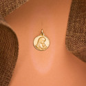 18K MEDALLA ORO AMARILLO VIRGEN MADRE AMOR MATERNAL 18 MM