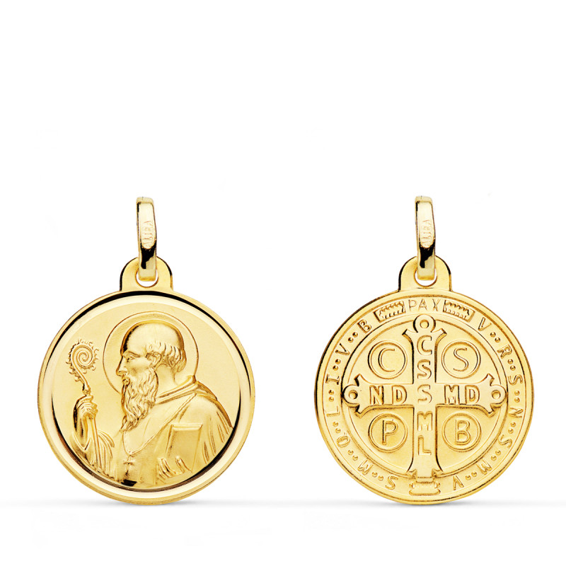 18K ESCAPULARIO ORO AMARILLO SAN BENITO BISEL 18 MM