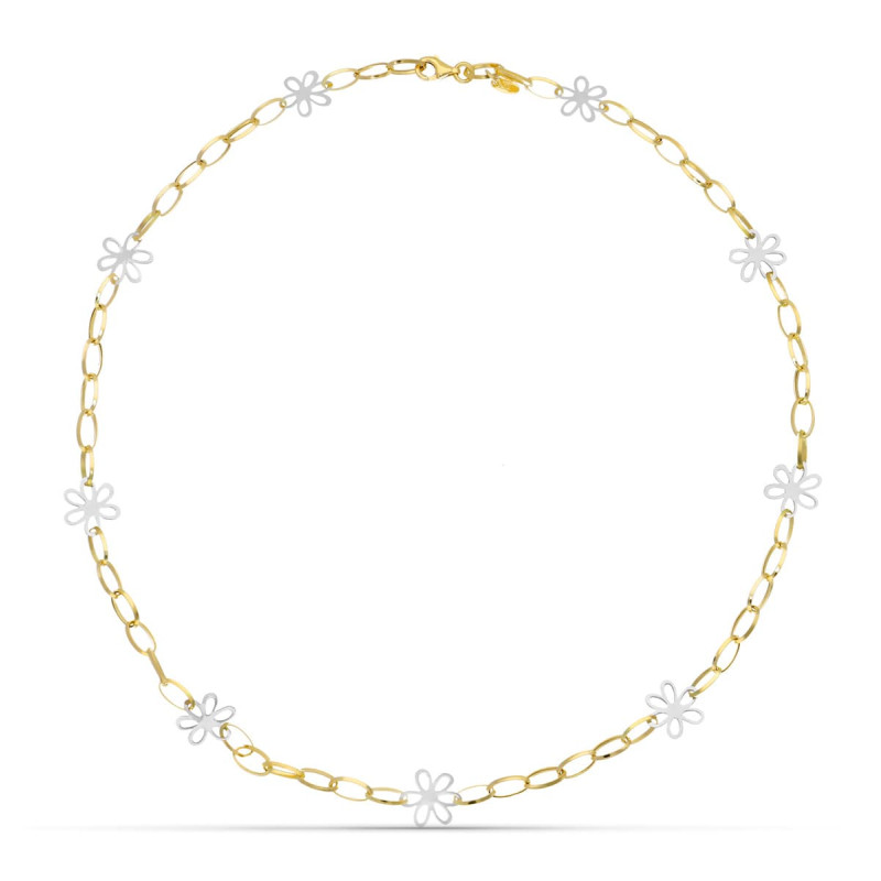 18K GARGANTILLA ORO BICOLOR FLORES