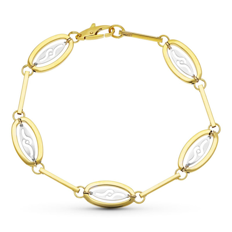 18K PULSERA ORO BICOLOR MOTIVOS