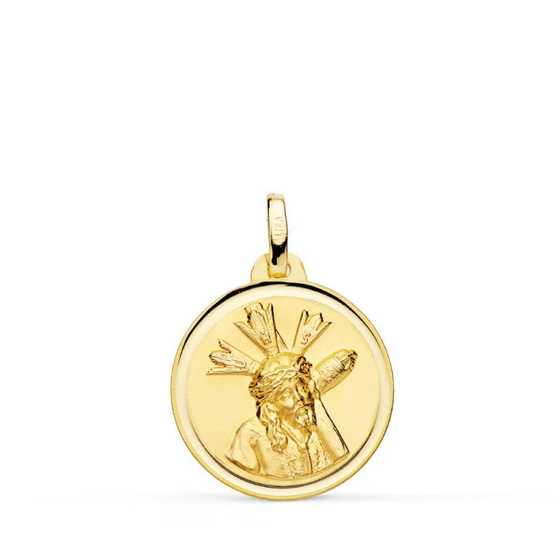 18K MEDALLA ORO AMARILLO CRISTO DEL GRAN PODER BISEL 18 MM