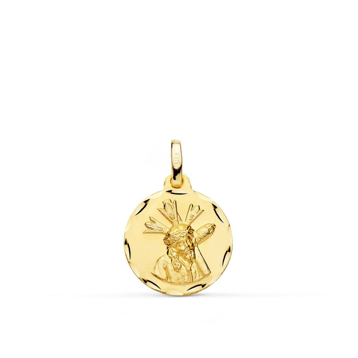 9K MEDALLA ORO AMARILLO GRAN PODER TALLADA 16 MM