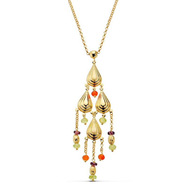 18K COLLAR PIEDRAS ORO AMARILLO 42CM