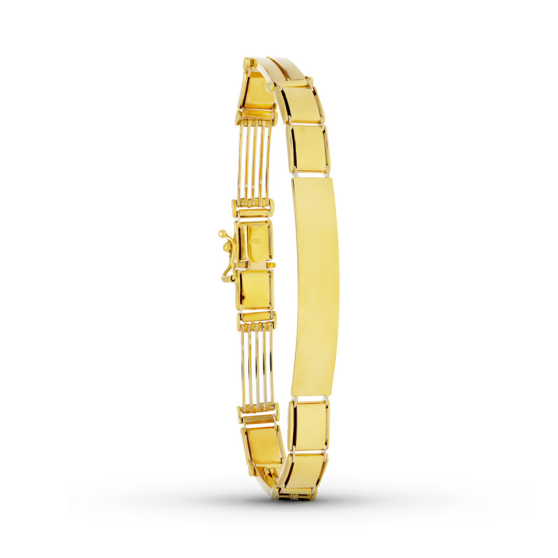 18K ESCLAVA ORO BICOLOR  MATE BRILLO 22CM
