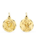18K ESCAPULARIO ORO AMARILLO VIRGEN MACARENA Y GRAN PODER TALLADA 18 MM