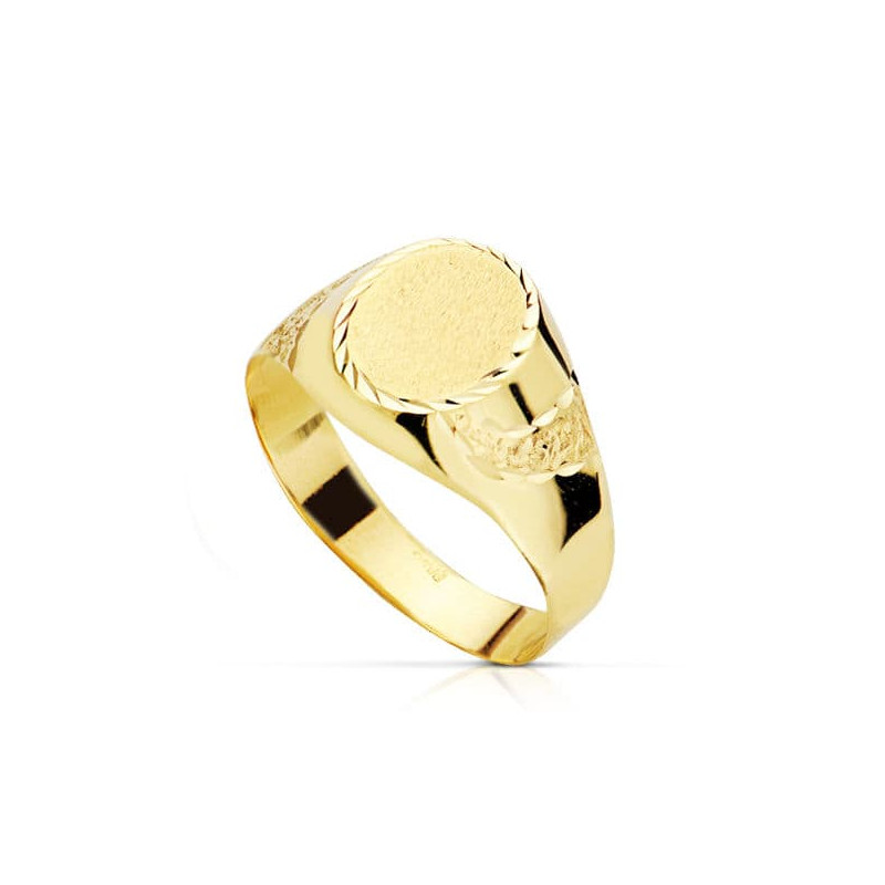 18K SELLO ORO AMARILLO HUECO CADETE TALLADO. ZONA GRABADO: 9X7 MM