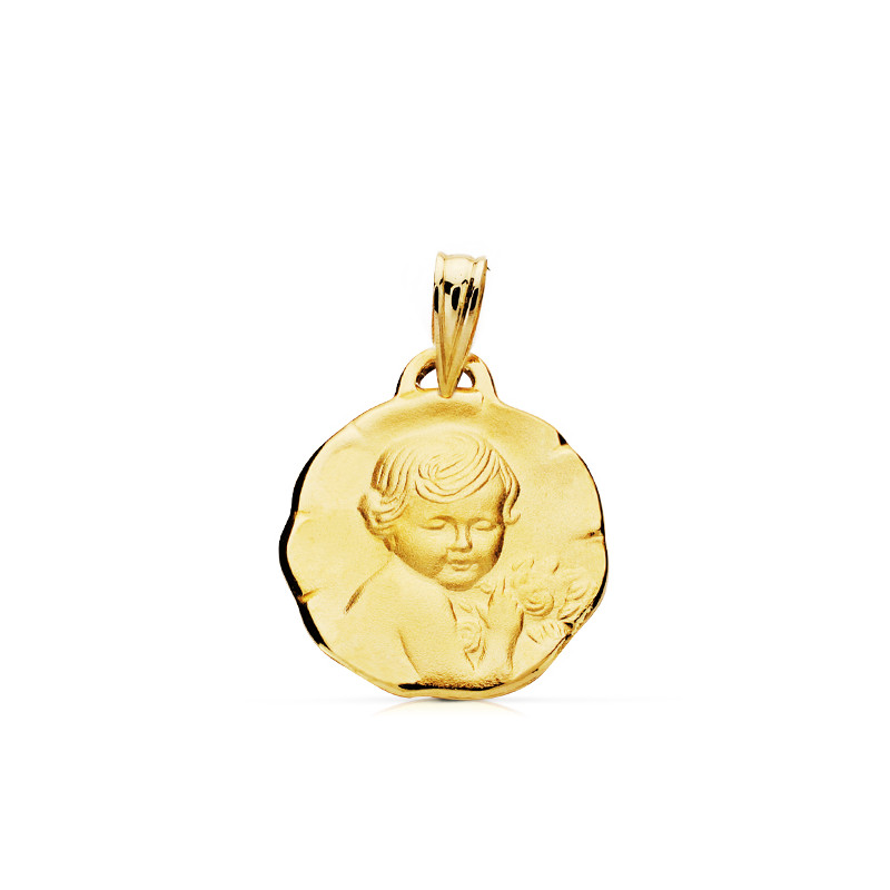 9K MEDALLA ORO AMARILLO ANGEL QUERUBIN 15MM