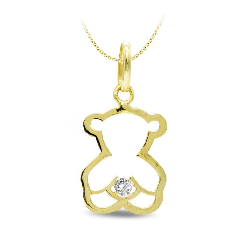 9K COLGANTE OSO CIRCONITA ORO AMARILLO