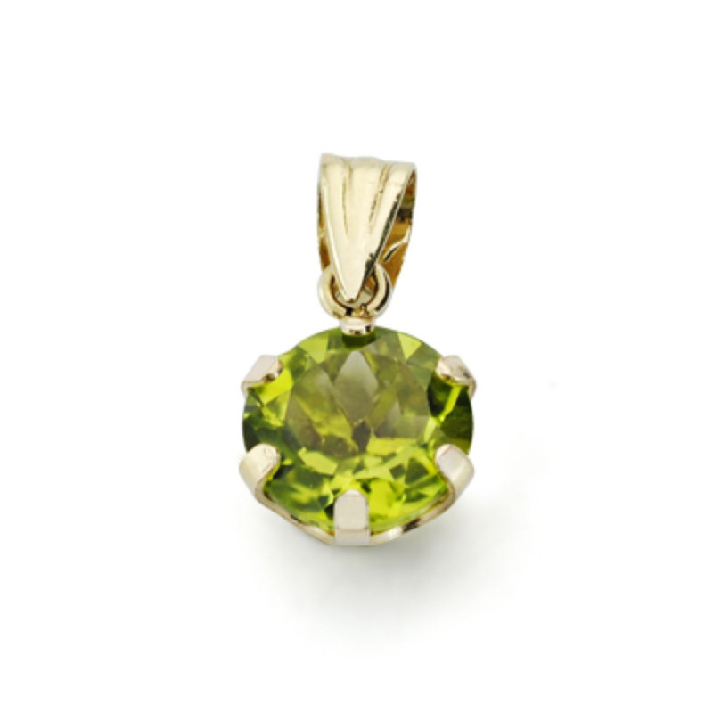 9K COLGANTE ORO AMARILLO OLIVINA 1.44 QTS CON 6 GARRAS 7X7 MM