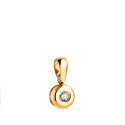 18K COLGANTE ORO AMARILLO CHATON 6MM DIAMANTE LABORATORIO TALLA BRILLANTE 2,50 MM 0,070 QTS. G-VS2.
