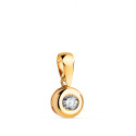 18K COLGANTE ORO AMARILLO CHATON 7MM DIAMANTE LABORATORIO TALLA BRILLANTE 3,40 MM 0,150 QTS. G-VS2.